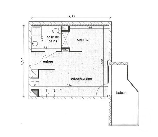 Appartement F1 à louer - 1 pièce - 32.38 m2 - FABREGUES - 34 - LANGUEDOC-ROUSSILLON - Century 21 Vicarello